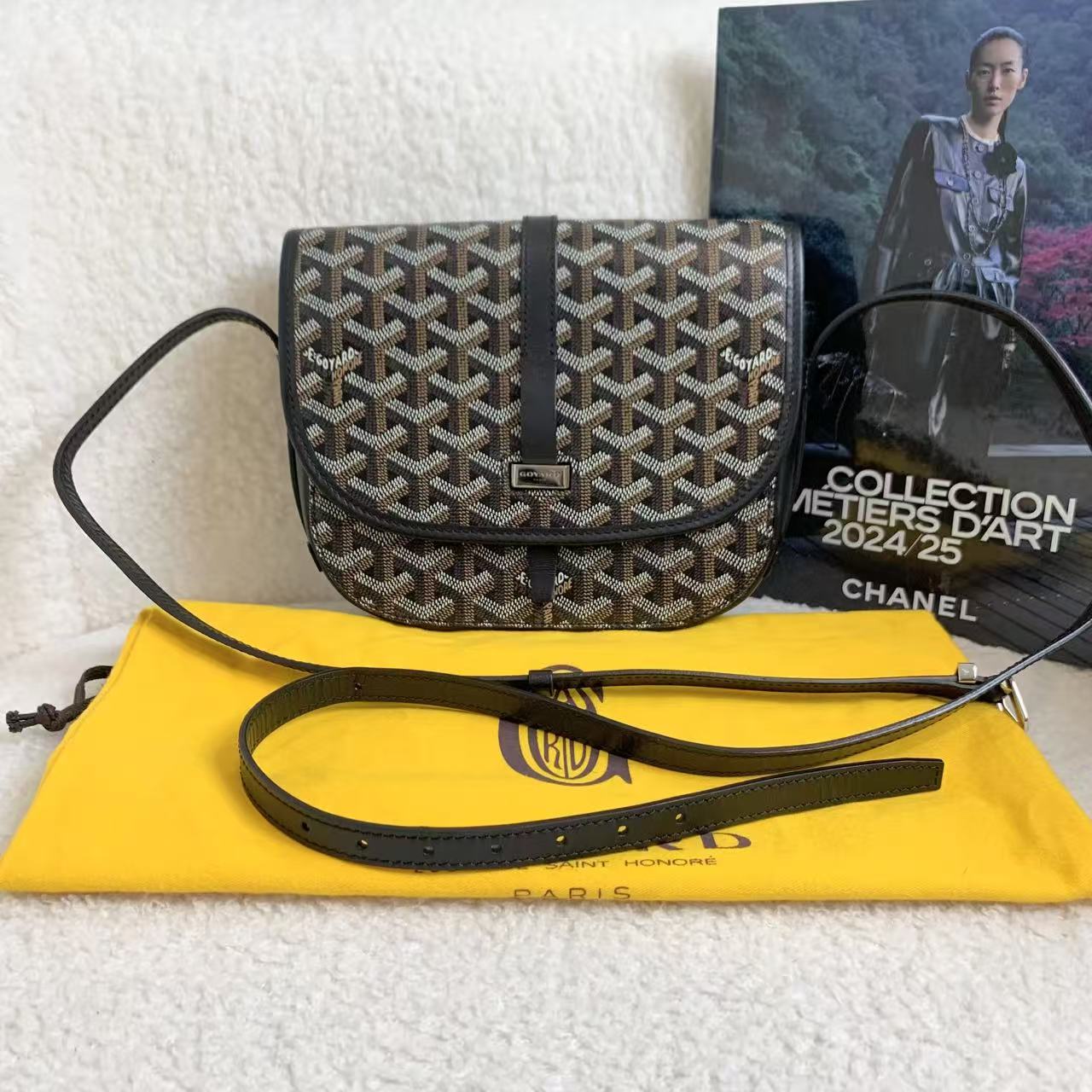 99新 Goyard 黑色老花邮差包 /91582862/12期免息/代卖服务