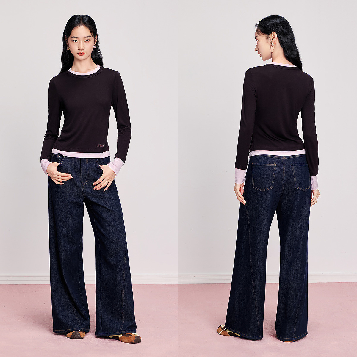 【舒软体感针织】天丝羊毛打底衫长袖上衣DOUBLOVE贝爱25秋季新款