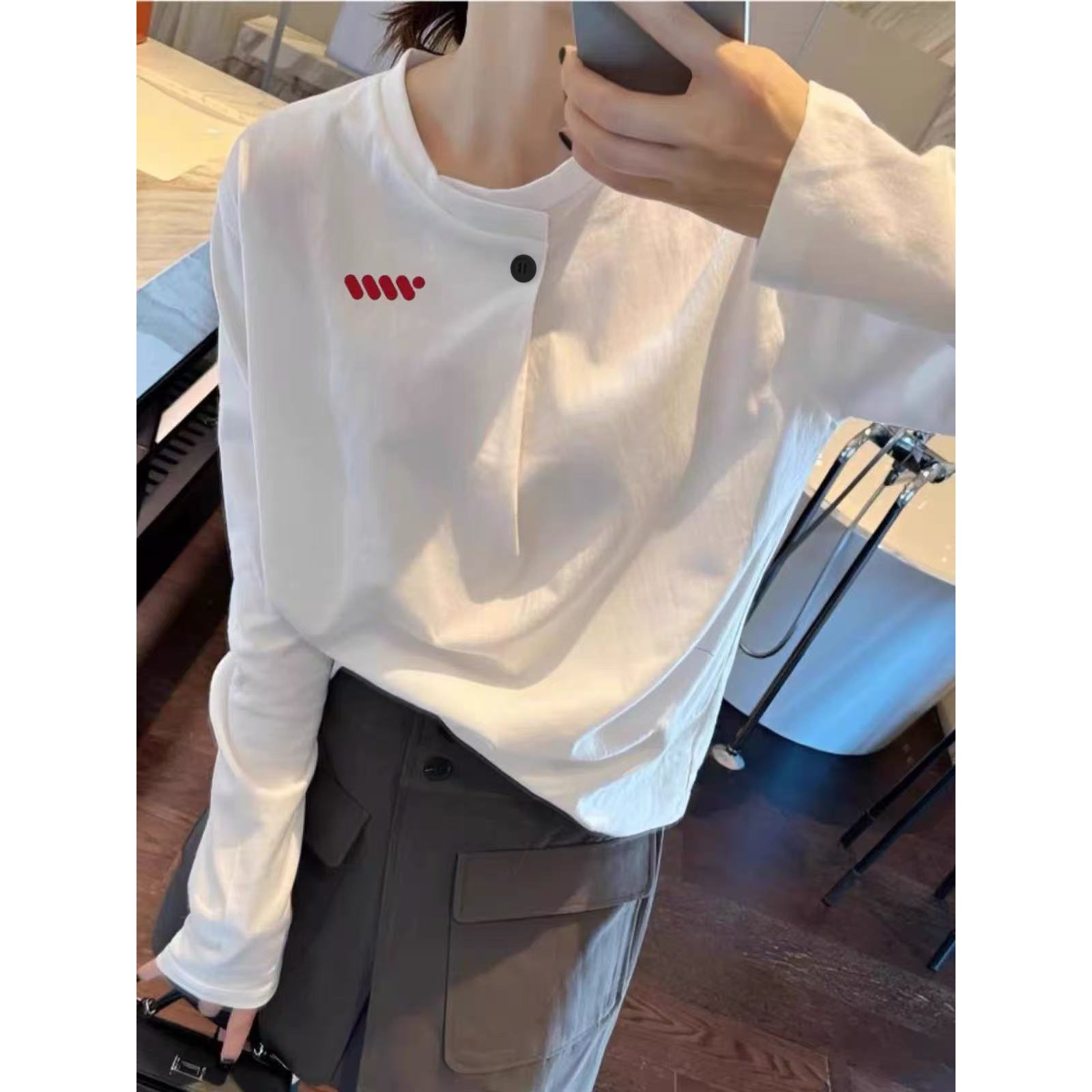 福利款·糯米绒~「刺绣·一粒扣」小众时尚设计感韩版宽松男女款25099