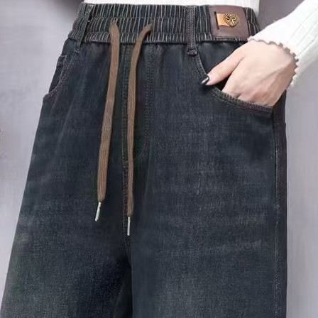 058加绒直筒牛仔裤