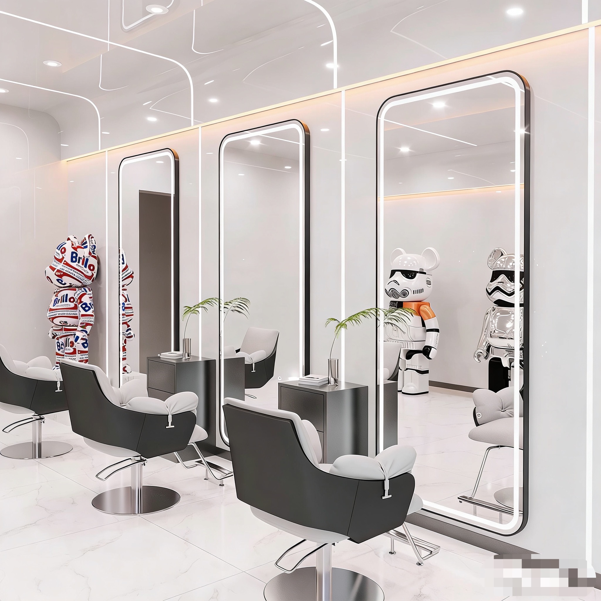 直播网红发廊专用网红潮挂墙单面美发店镜子带灯理发店镜台