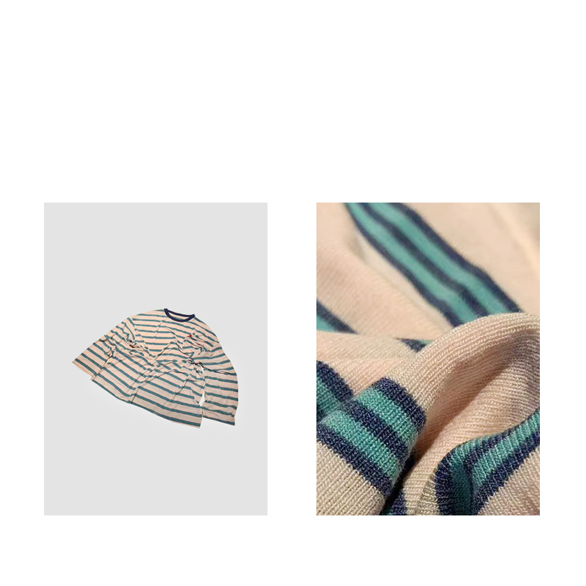  MAINRAY-「复古调色盘」高级感爱心复古条纹圆领打底长袖T恤