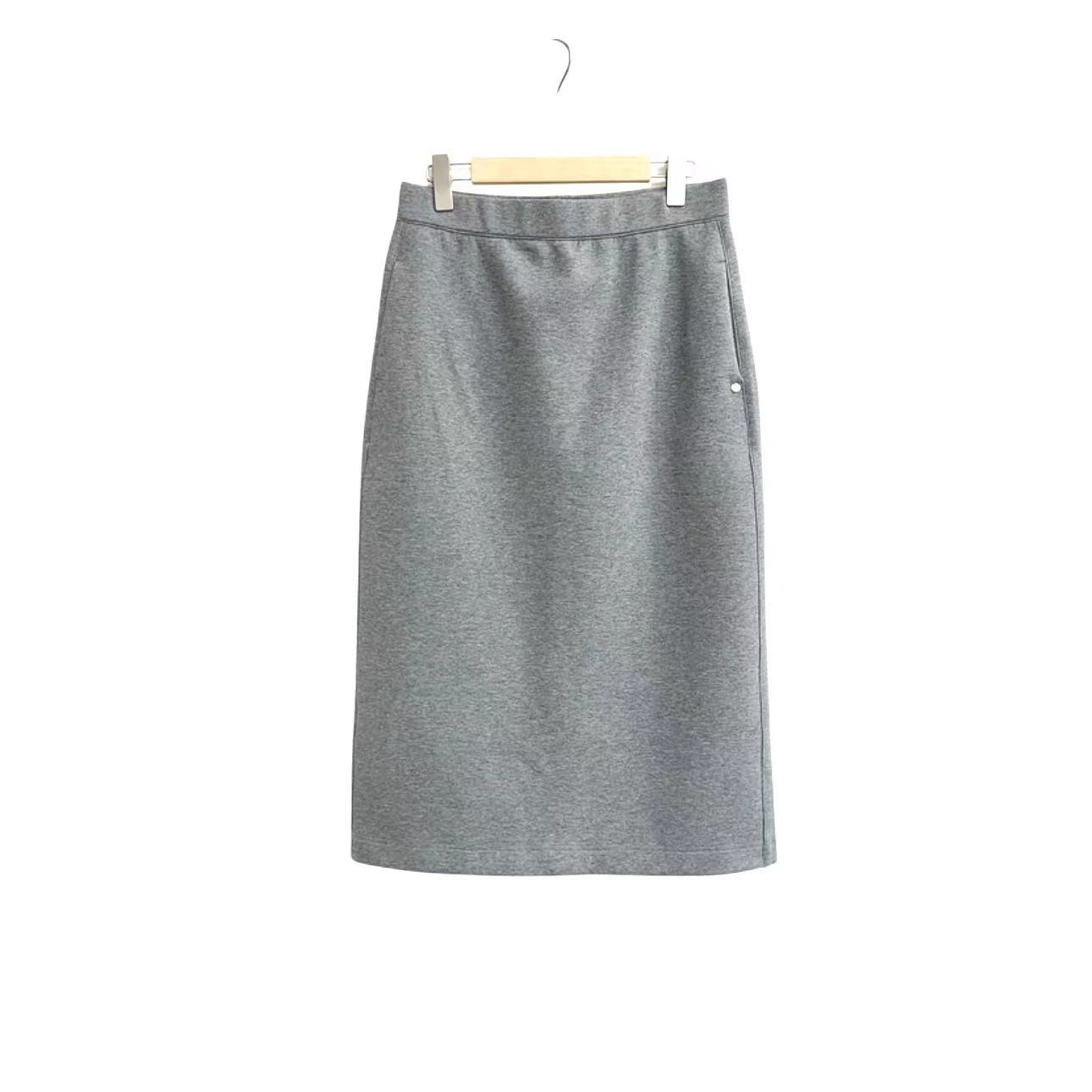 FL早秋新款时尚百搭显瘦简约高腰包臀开叉半身裙【2787】