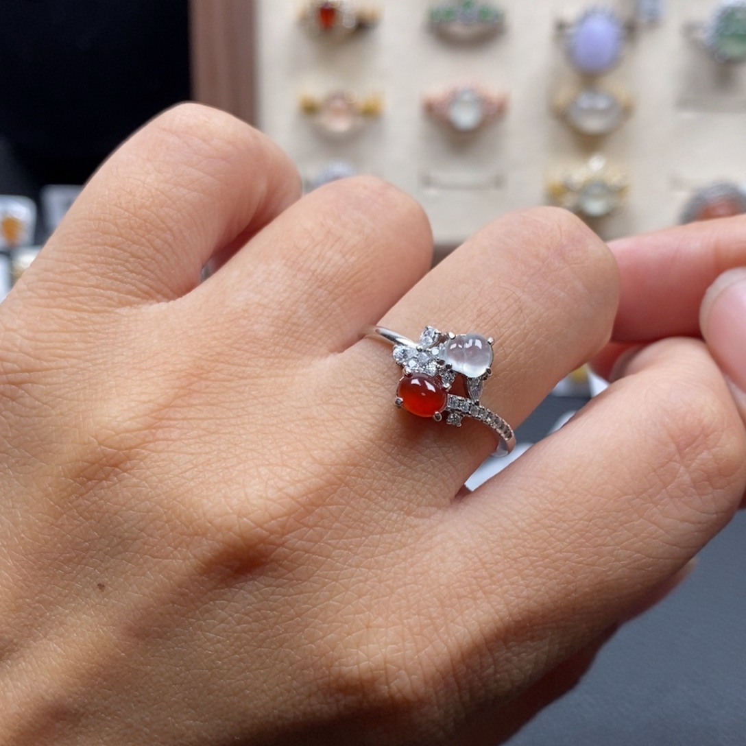 翡翠银S925镶嵌戒指