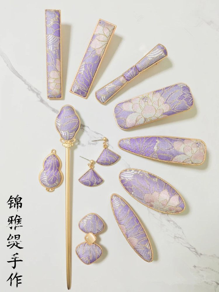 宋锦纯手工发饰气质发夹 复古头饰