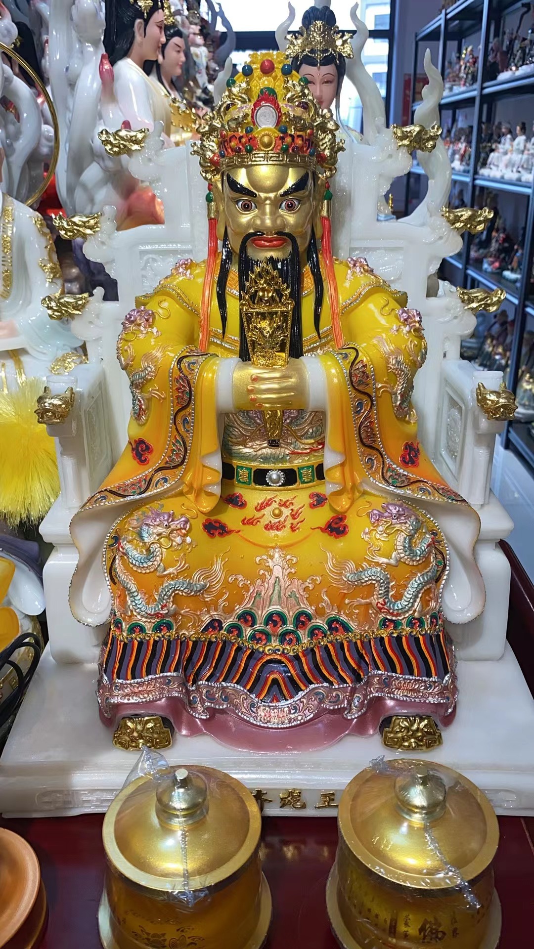 19寸汉白玉重体五台山广济龙王五爷财神