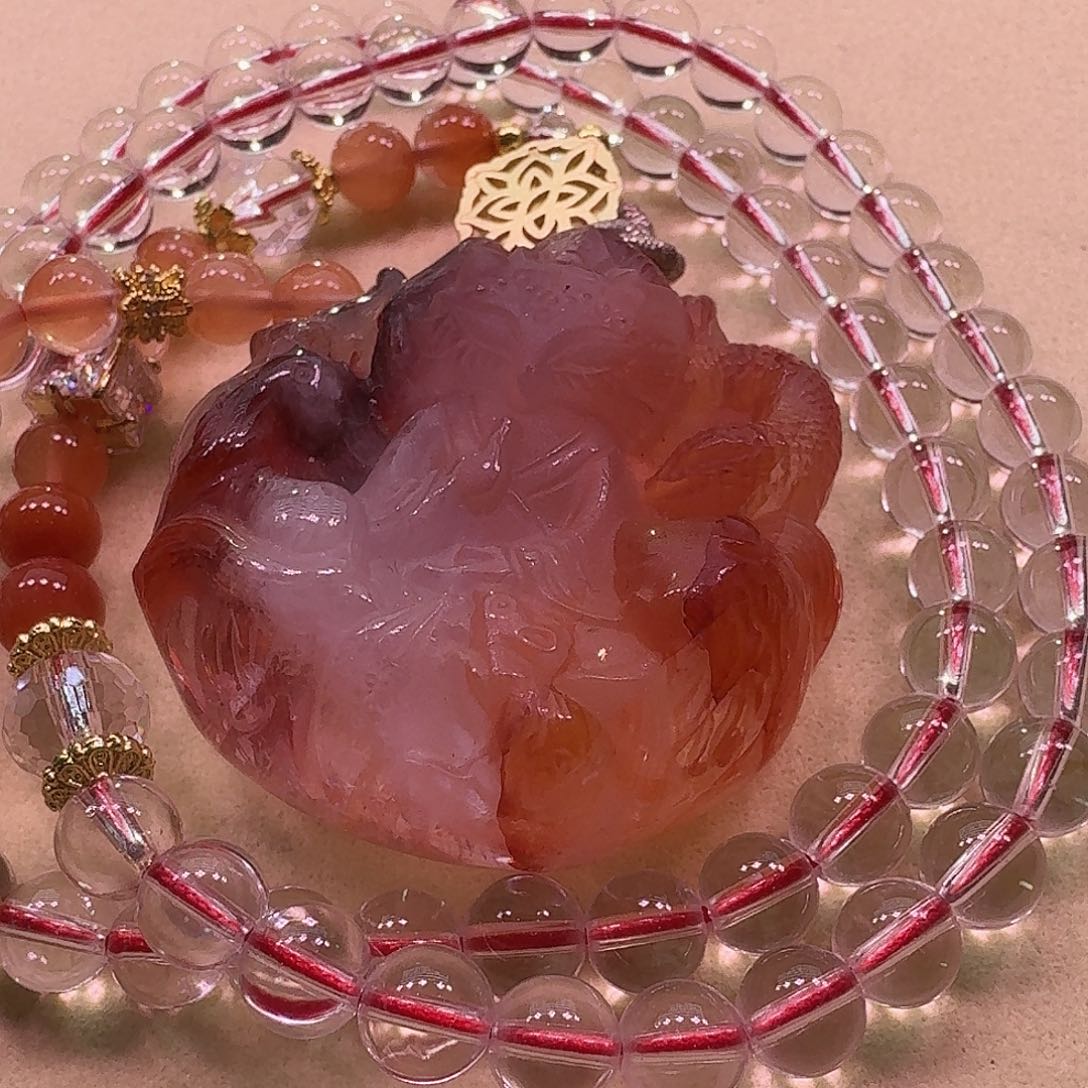 水晶颈饰未镶嵌天然水晶狐狐吊坠