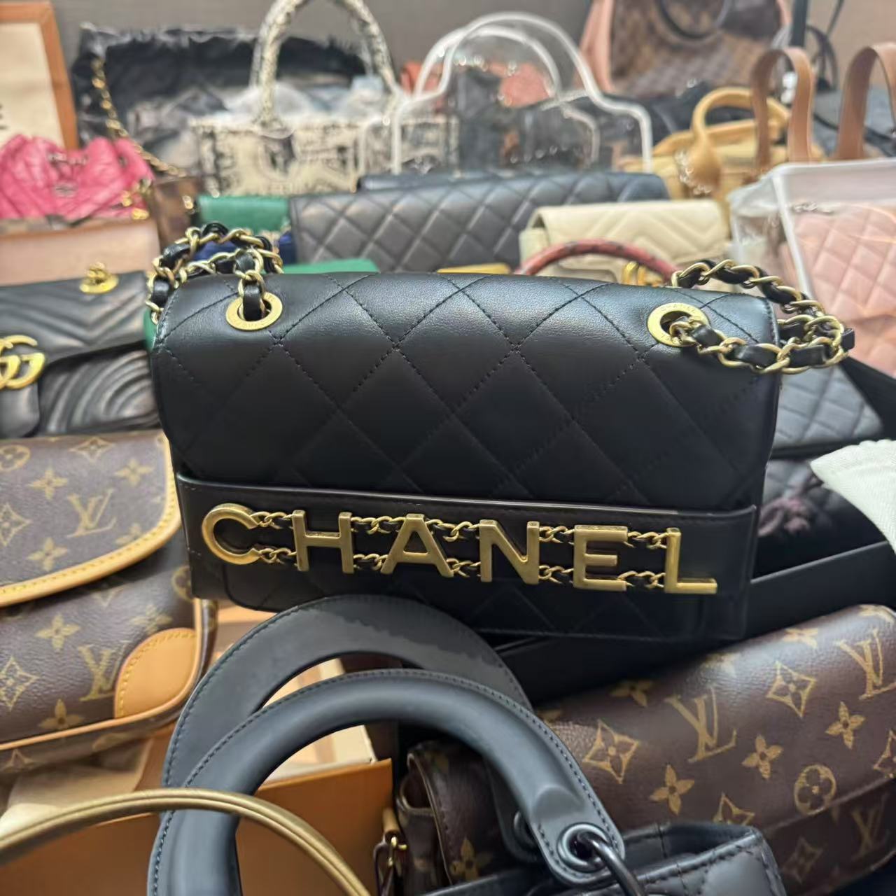 95新 Chanel/香奈儿 伦老板/95新/香奈儿金字单肩包