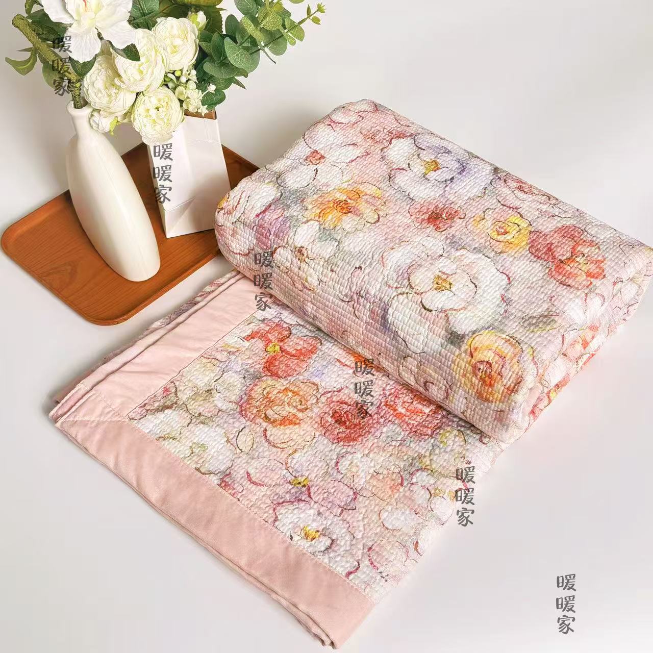 （棉花糖）200*230清新款磨毛双层纱可铺可盖多功能床上用品