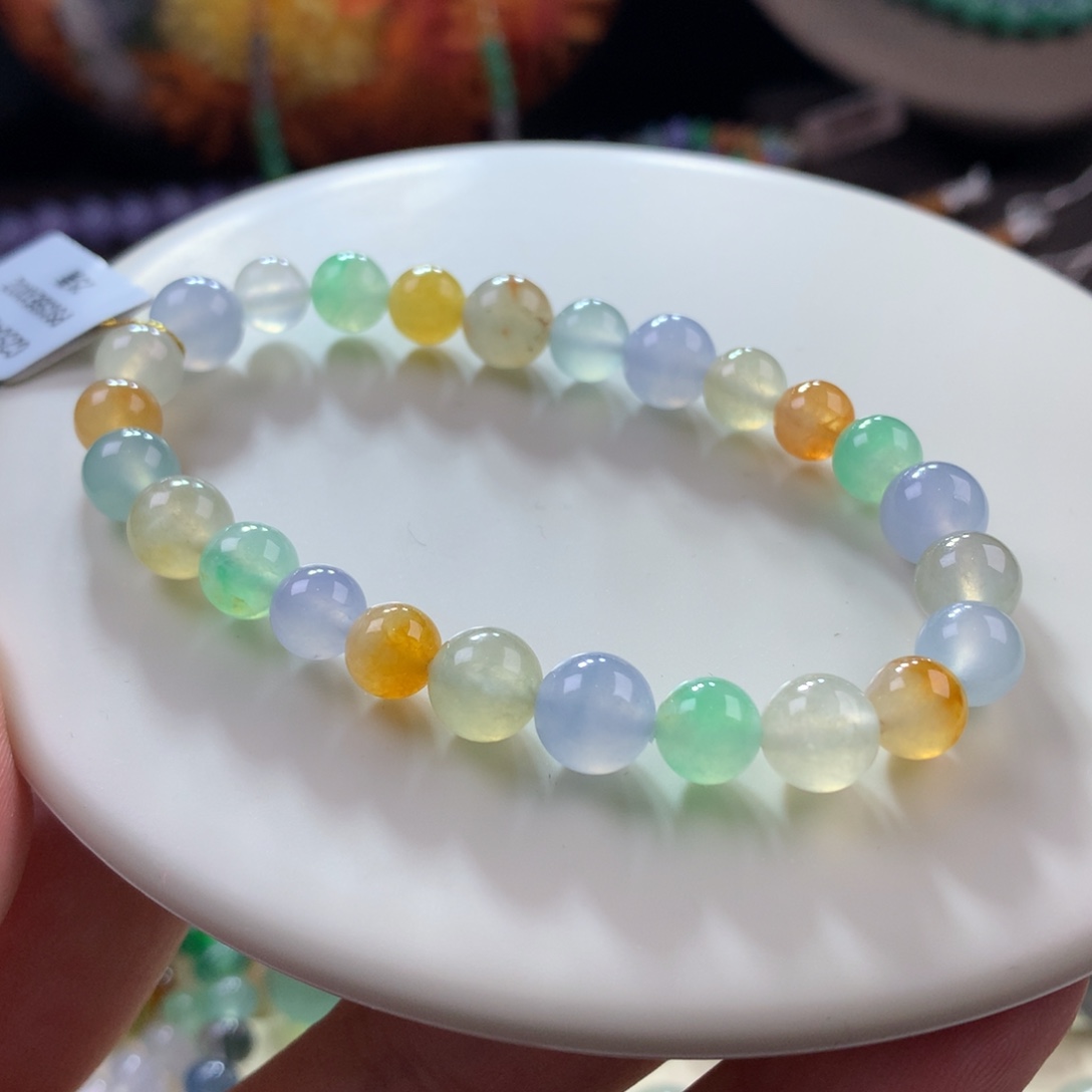 未镶嵌手链翡翠翡翠冰底多宝卡6.60～8+