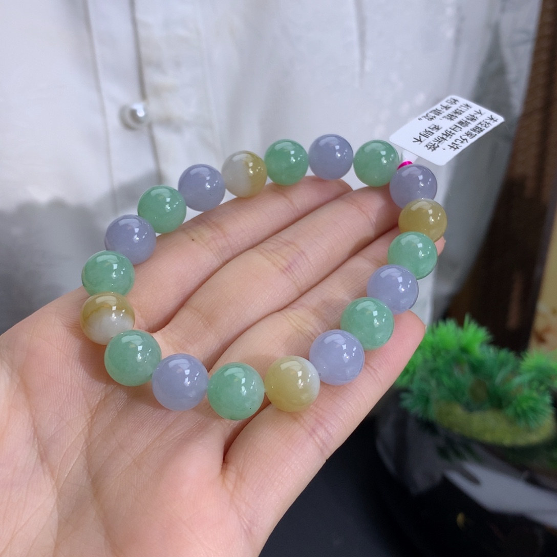 未镶嵌手串翡翠卡10冰润多宝三彩