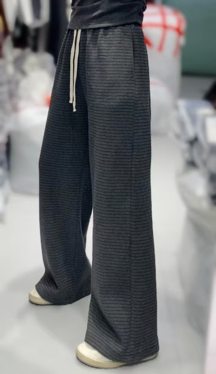 王姐专属-2025冬季时尚休闲撞色条纹慵懒加绒阔腿裤【格林-3158】