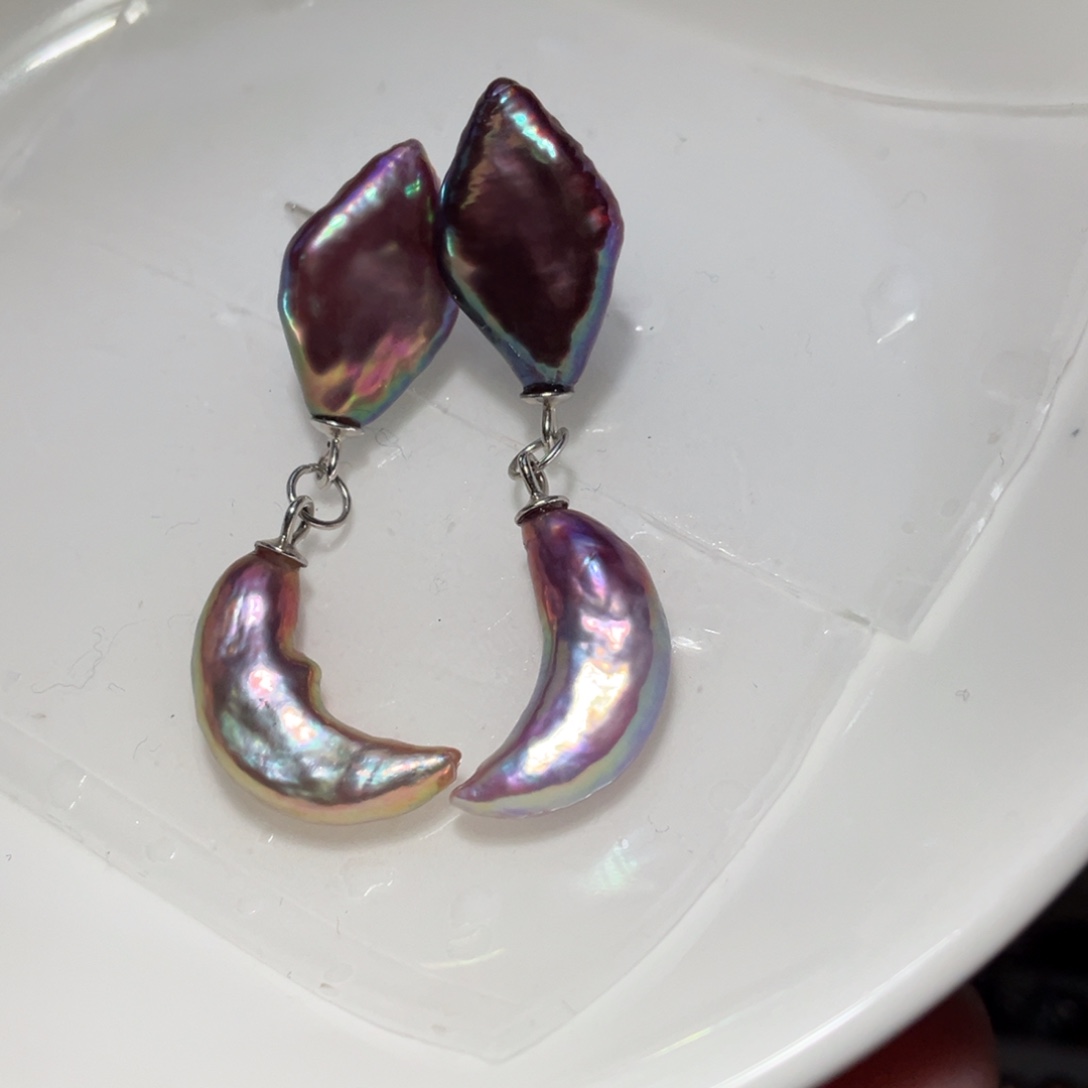 淡水珍珠耳饰银S925镶嵌