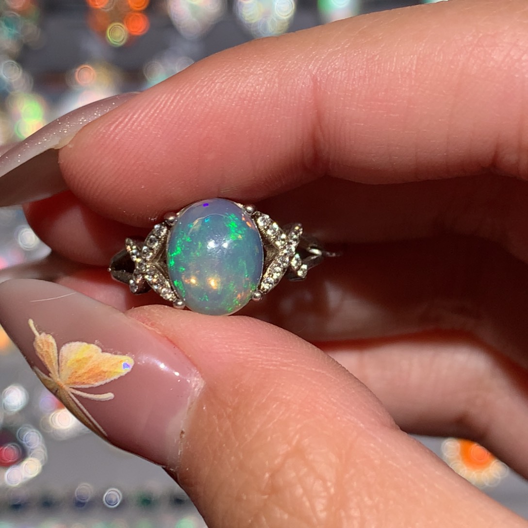 欧泊欧泊戒指y银S925镶嵌