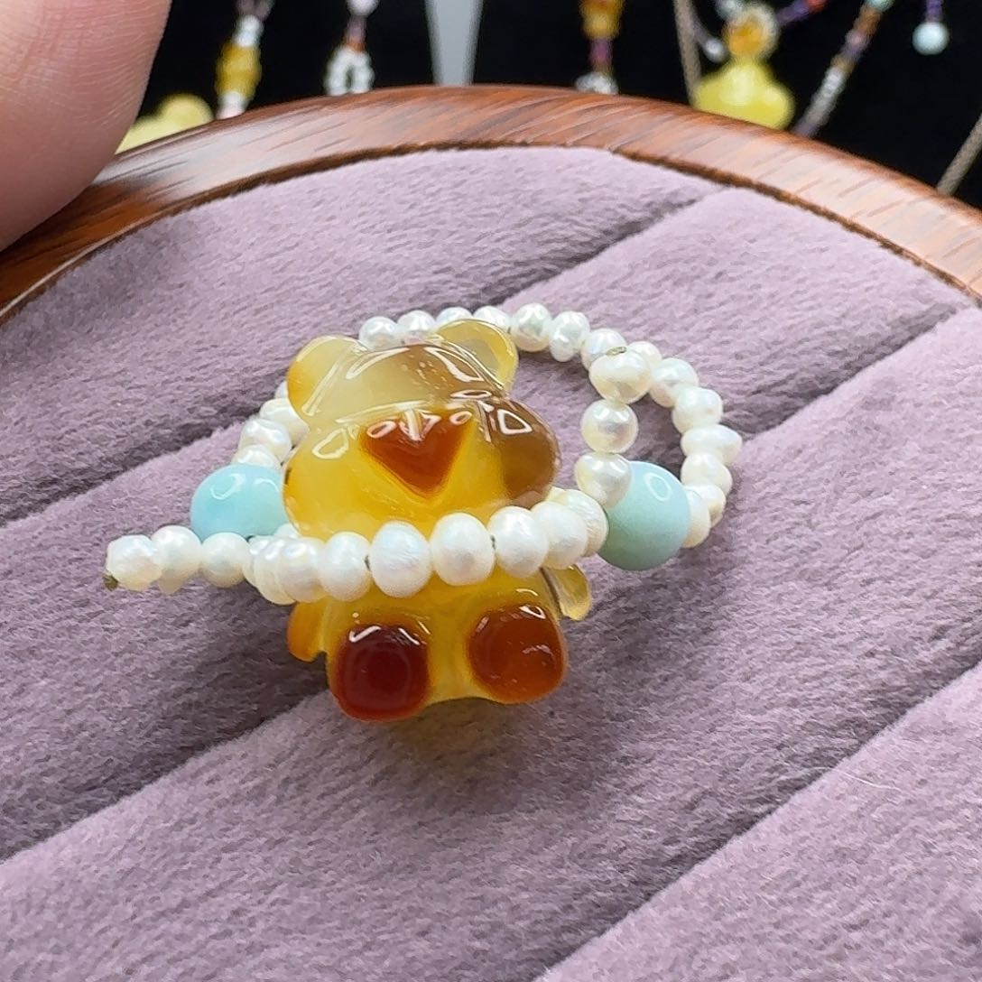 琥珀戒指未镶嵌琥珀戒指