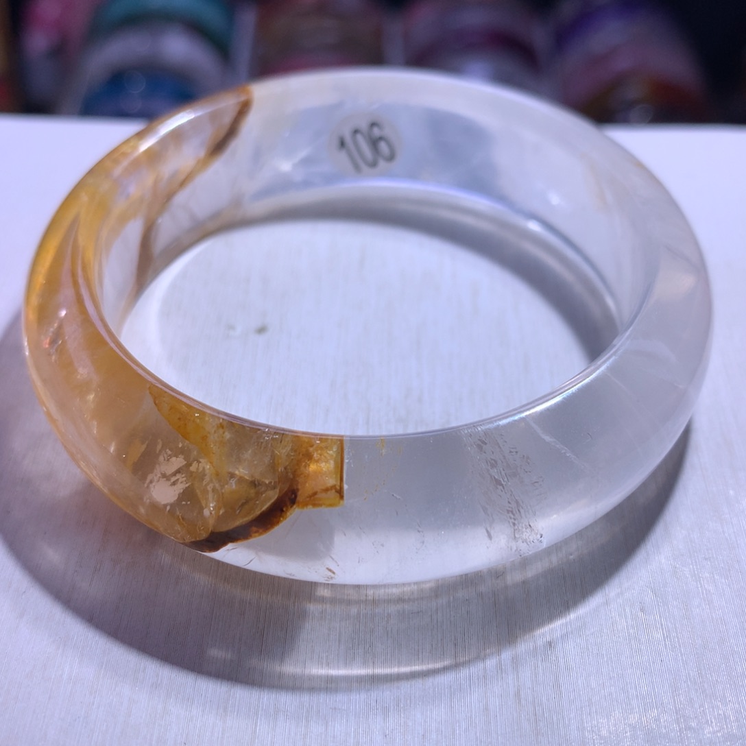 水晶银S925镶嵌手镯黄胶花58圈106