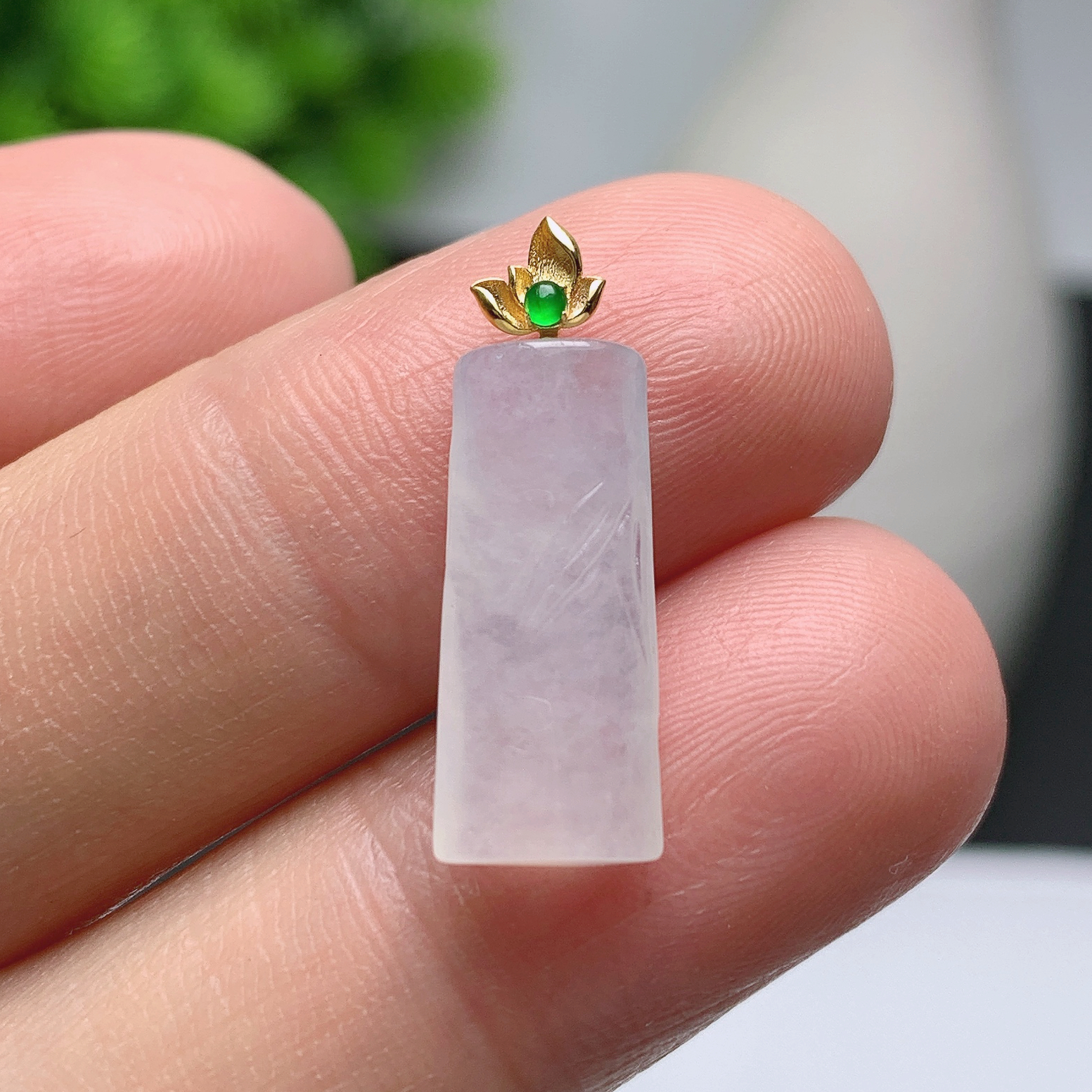 天然翡翠A货18k金镶嵌竹节吊坠251021 尺寸:18.8*8*4