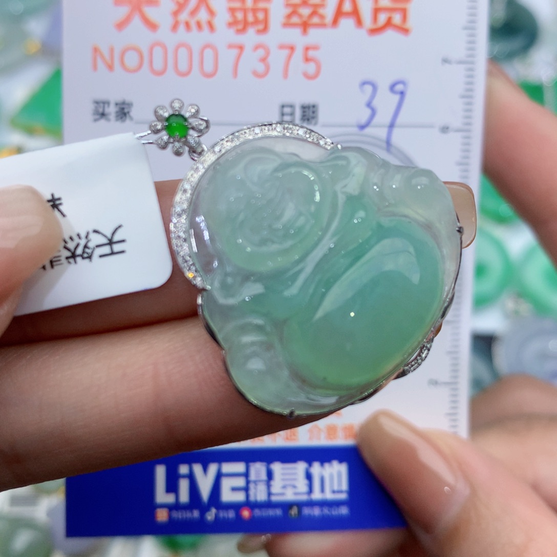 翡翠颈饰18K金镶嵌清****收佛公