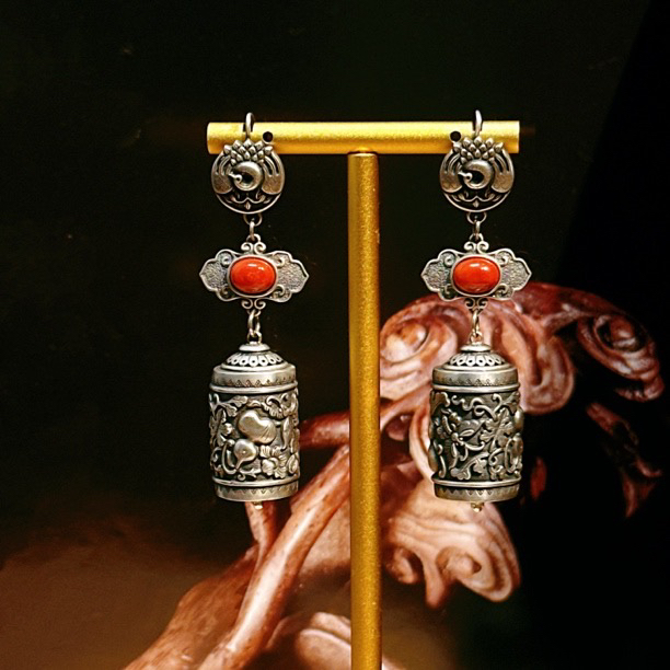 925银耳饰 原创新款古法925纯银中式复古耳环耳饰【天玺珠宝】