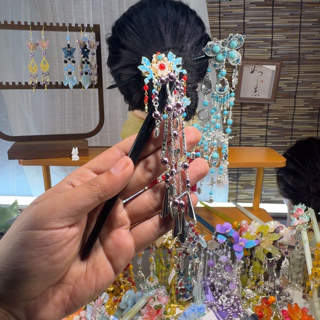 富***孺蛇纹石玉合金发饰
