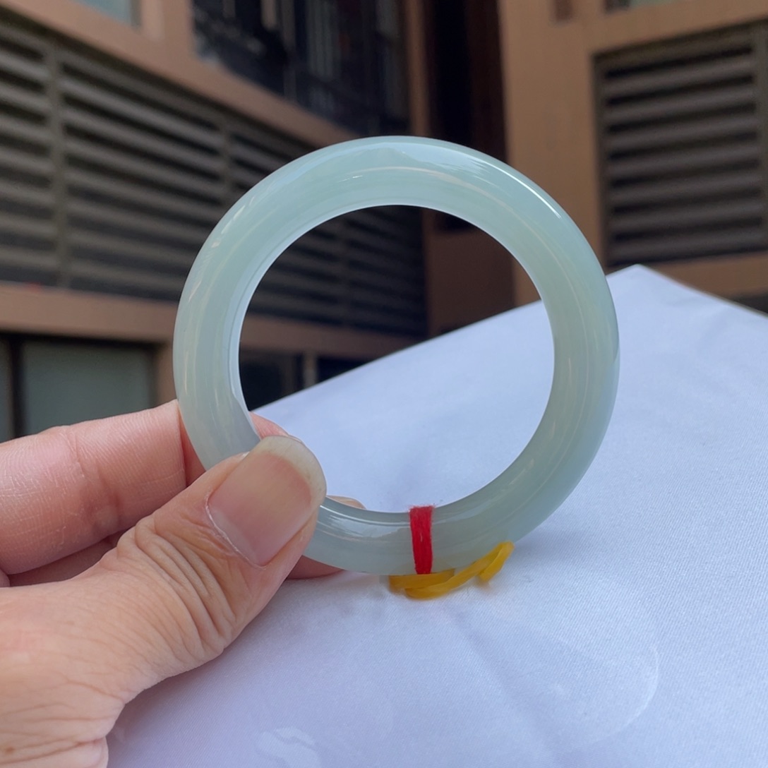 翡翠未镶嵌手镯55糯冰晴水种老起胶光