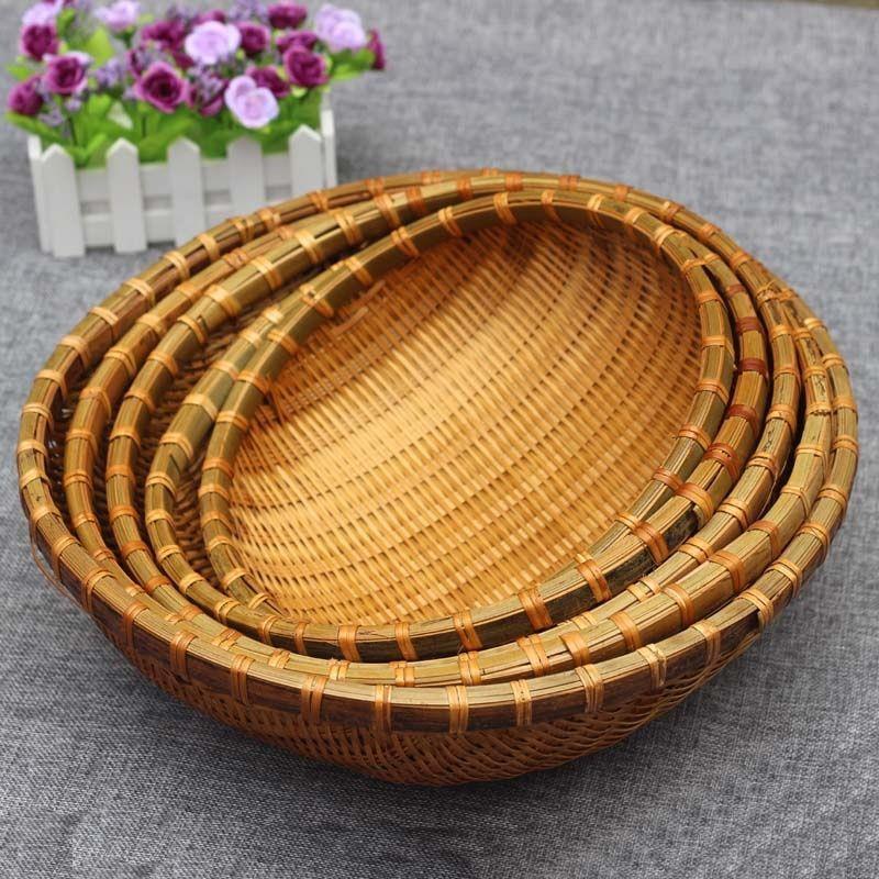 手工竹编簸箕馒头筐竹制品篮子洗菜沥水淘米篮水果收纳篮道具竹筐