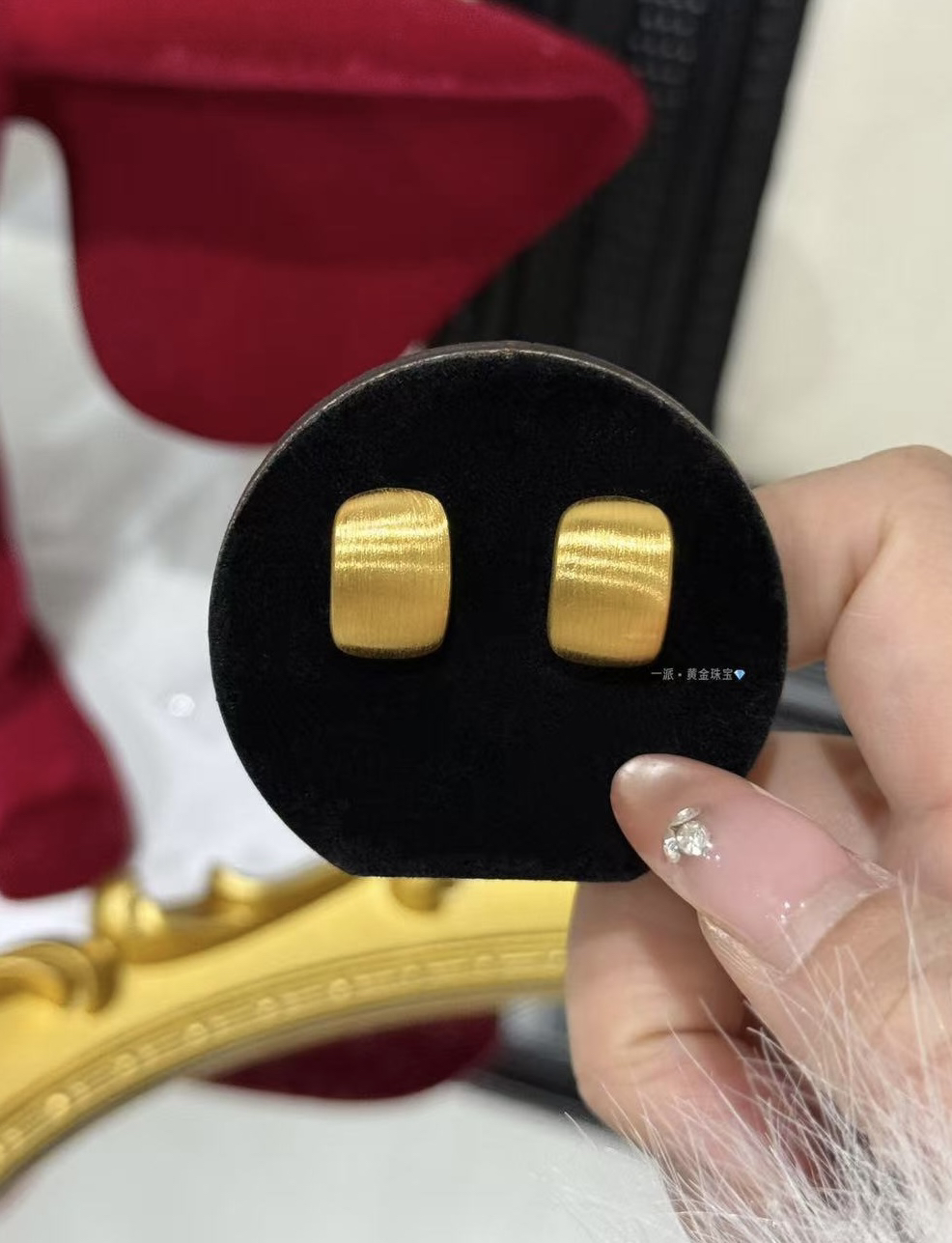 【拉丝弧面】细腻有质感拉丝耳钉5D足金999黄金耳钉@ES180