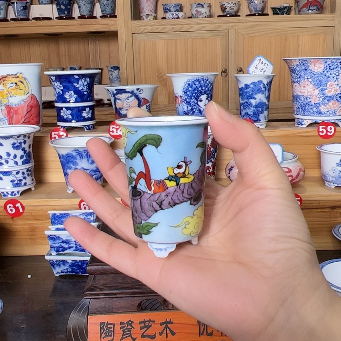 墨奈手绘陶瓷花盆