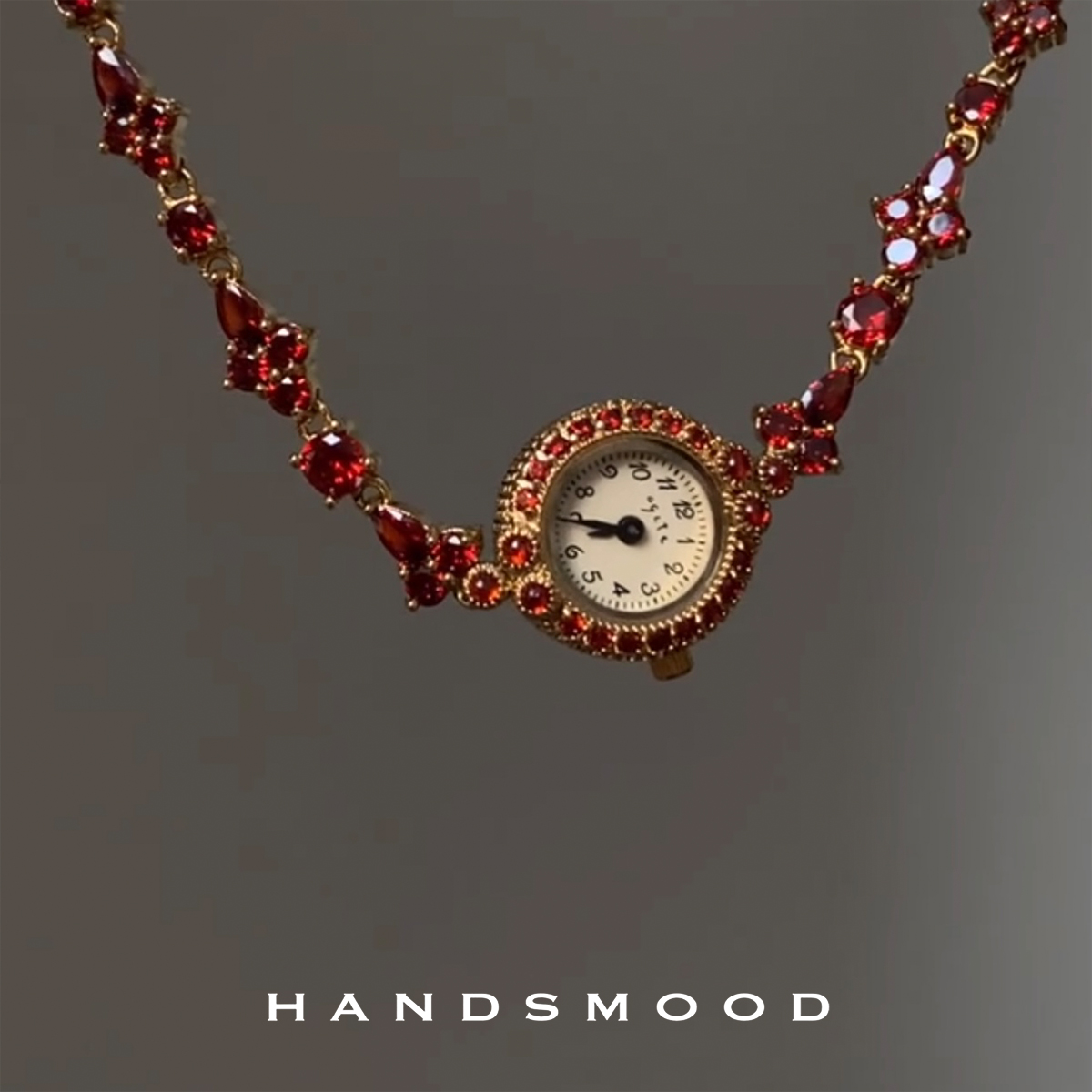 handsmood 红石榴复古vintage显白精致气质高级感女士石英手表