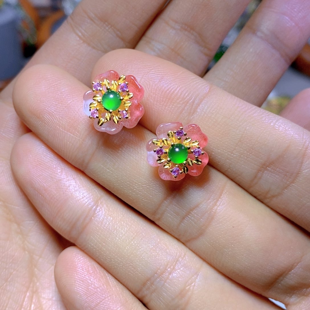 翡翠颈饰银S925镶嵌天然翡翠