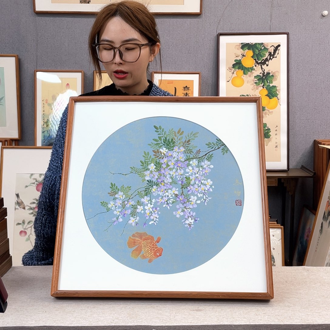 国画手绘带框尺寸：53*53