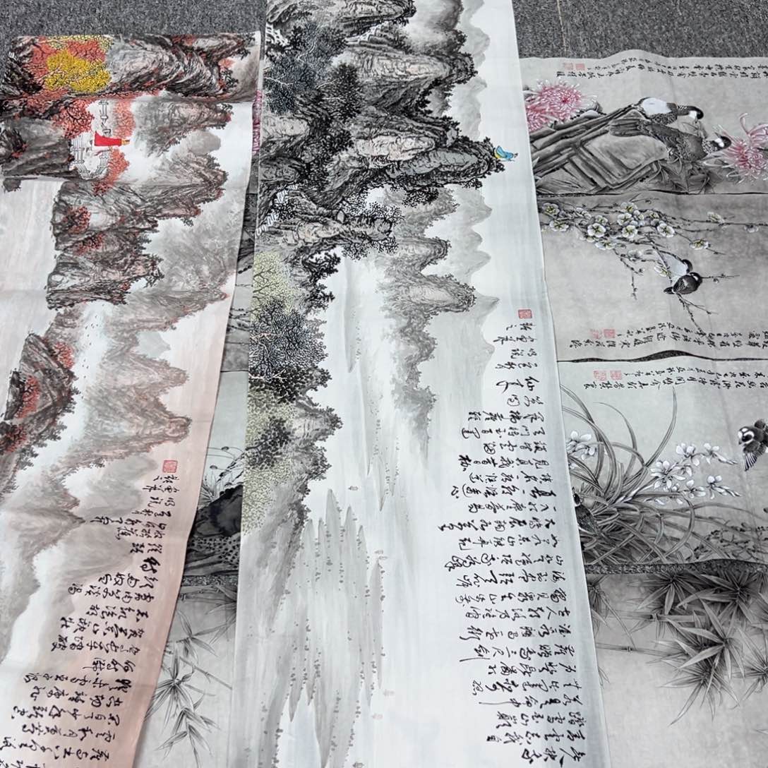 大***阳国画卖字画的小男孩