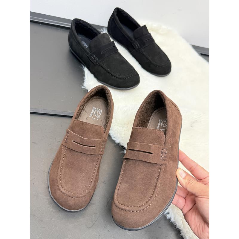 磨砂牛皮秋冬轻便加绒保暖百搭休闲乐福鞋女27128