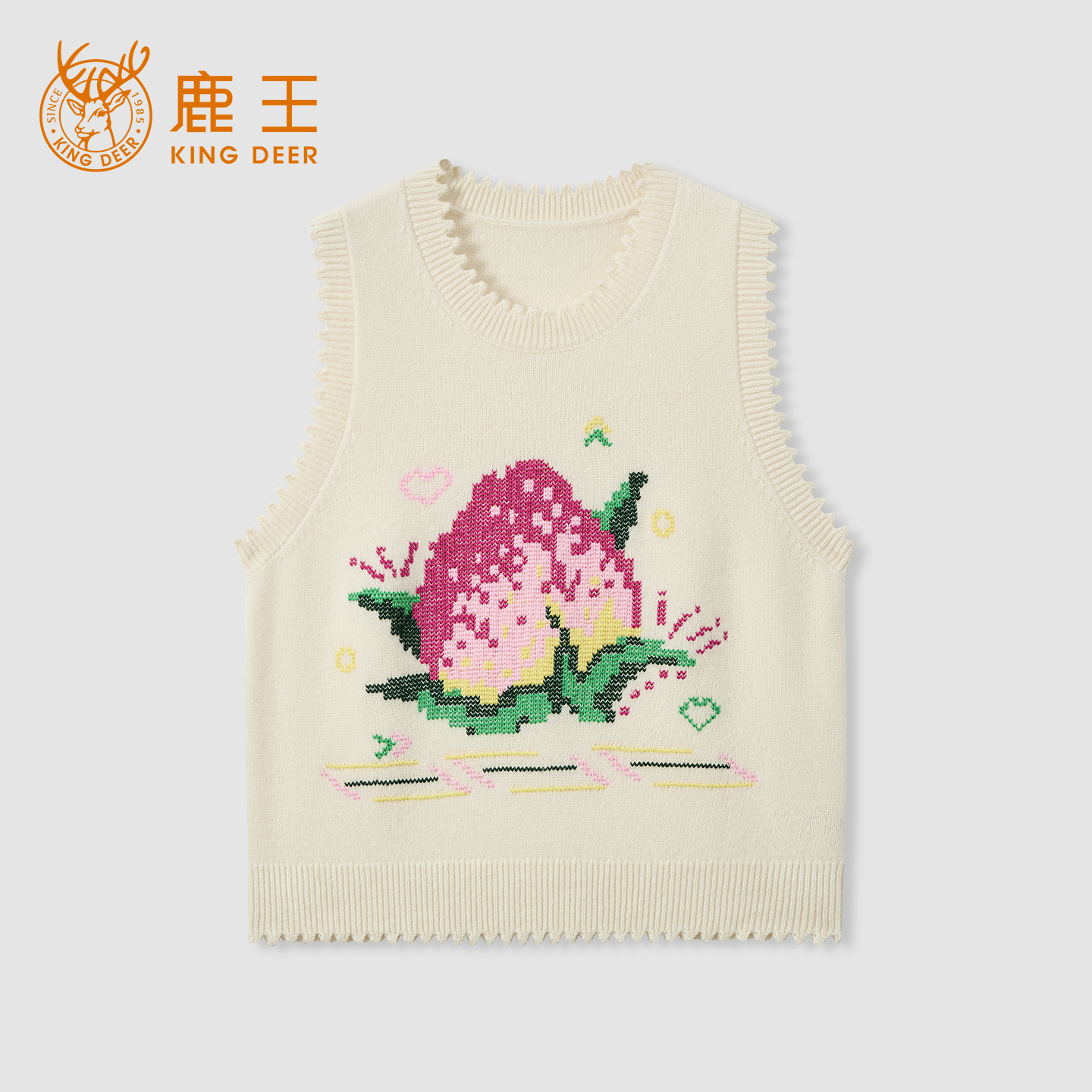 King Deer/鹿王羊绒秋季女式休闲百搭刺绣羊绒马甲L805542