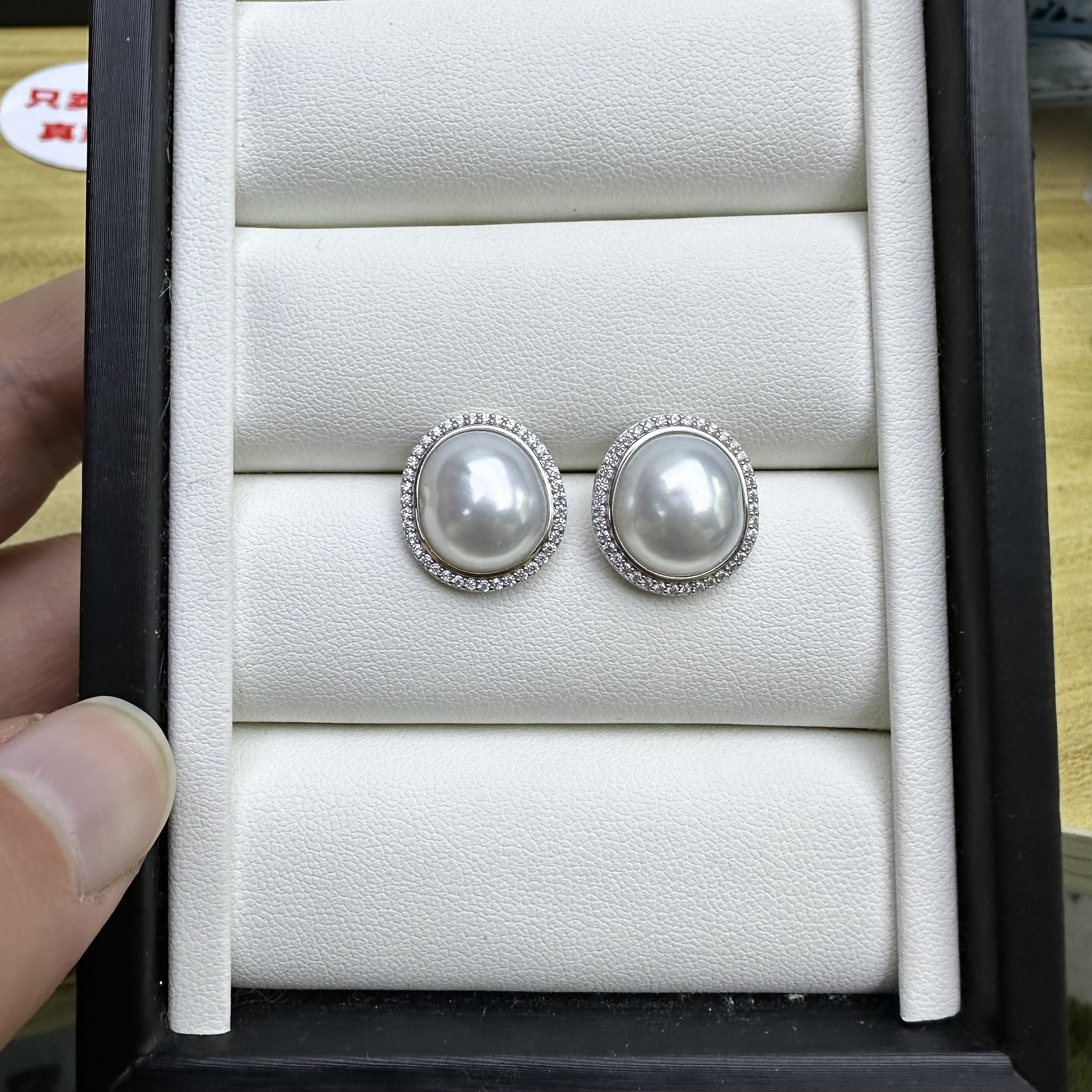 澳白海水马贝耳钉超级强光s925银