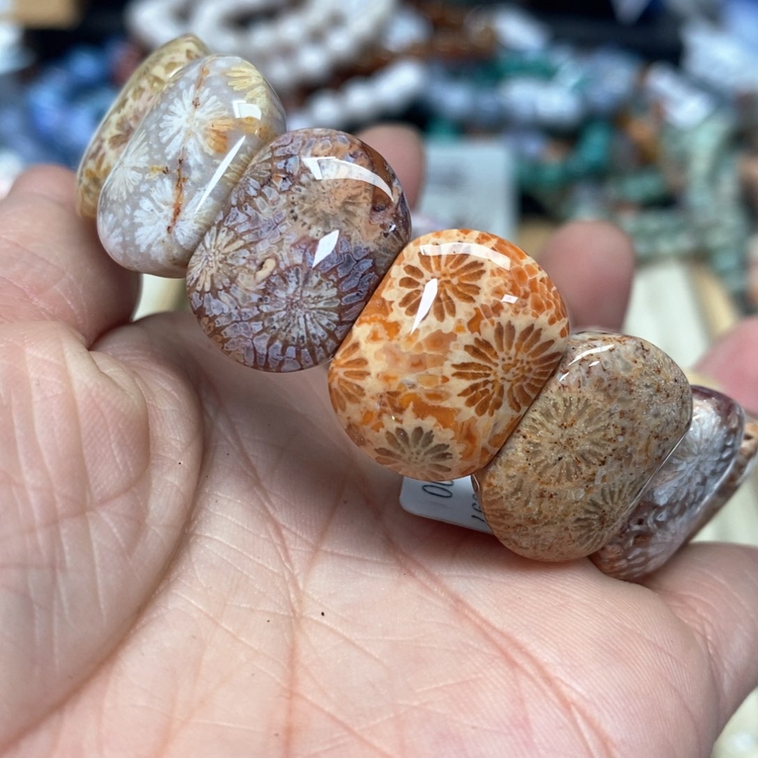 硅化珊瑚（珊瑚玉）手链未镶嵌我***肉232