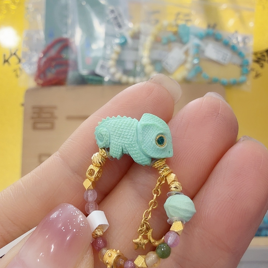 绿松石18K金镶嵌珠宝奇石