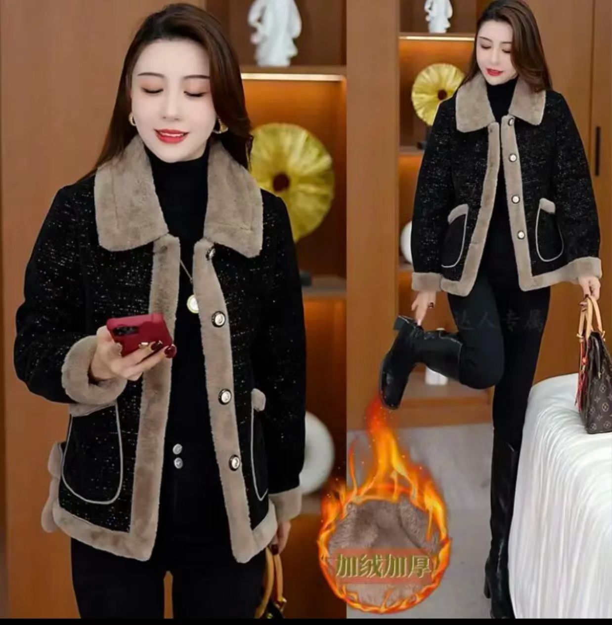 2025加绒棉衣加厚棉服亮点冬季外套款