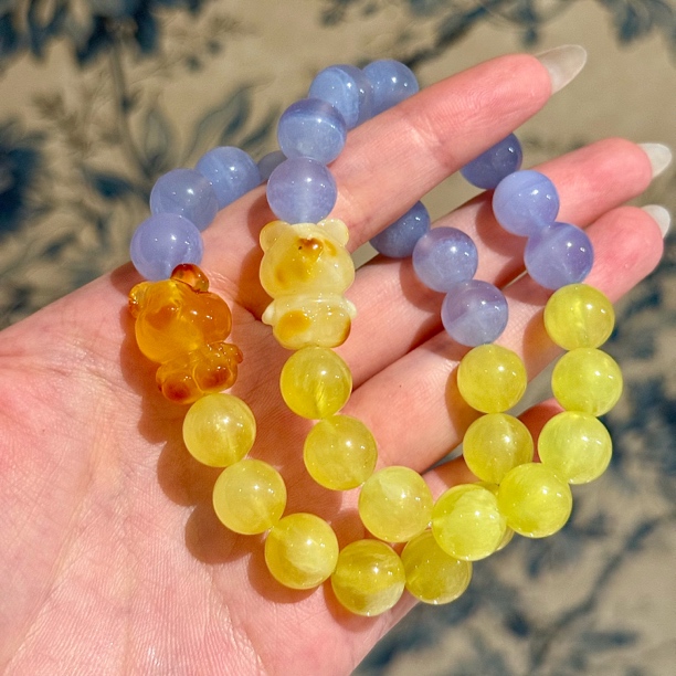 金葡萄蜜蜡小熊手串多巴胺招米手串（多样性发其一）