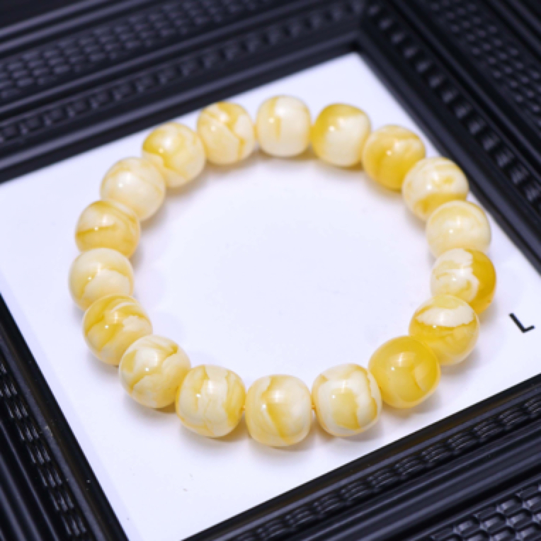 12mm同料金瓷白蜜蜡手串E130