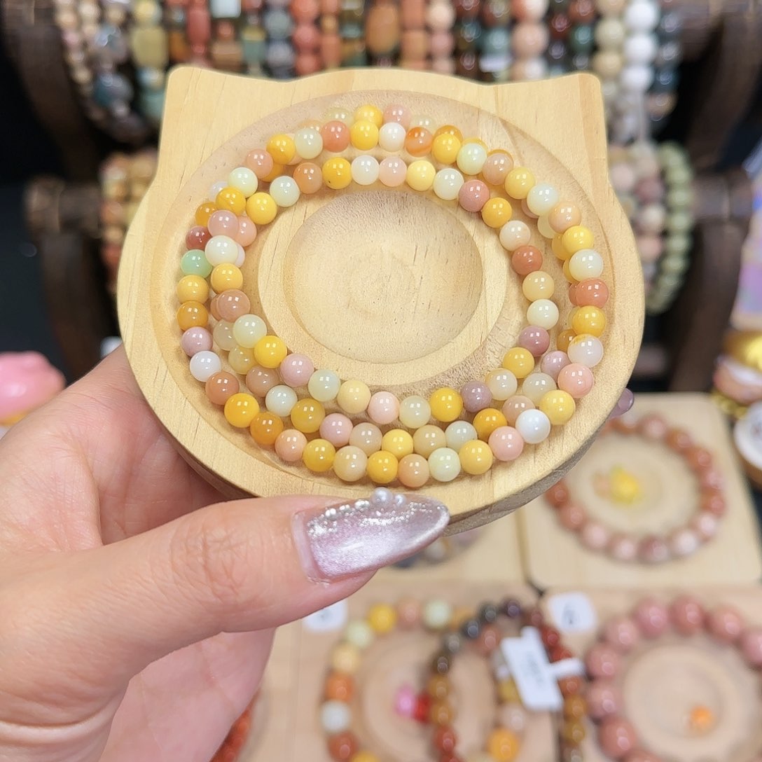 玛瑙/玉髓手链合金缅彩多圈4