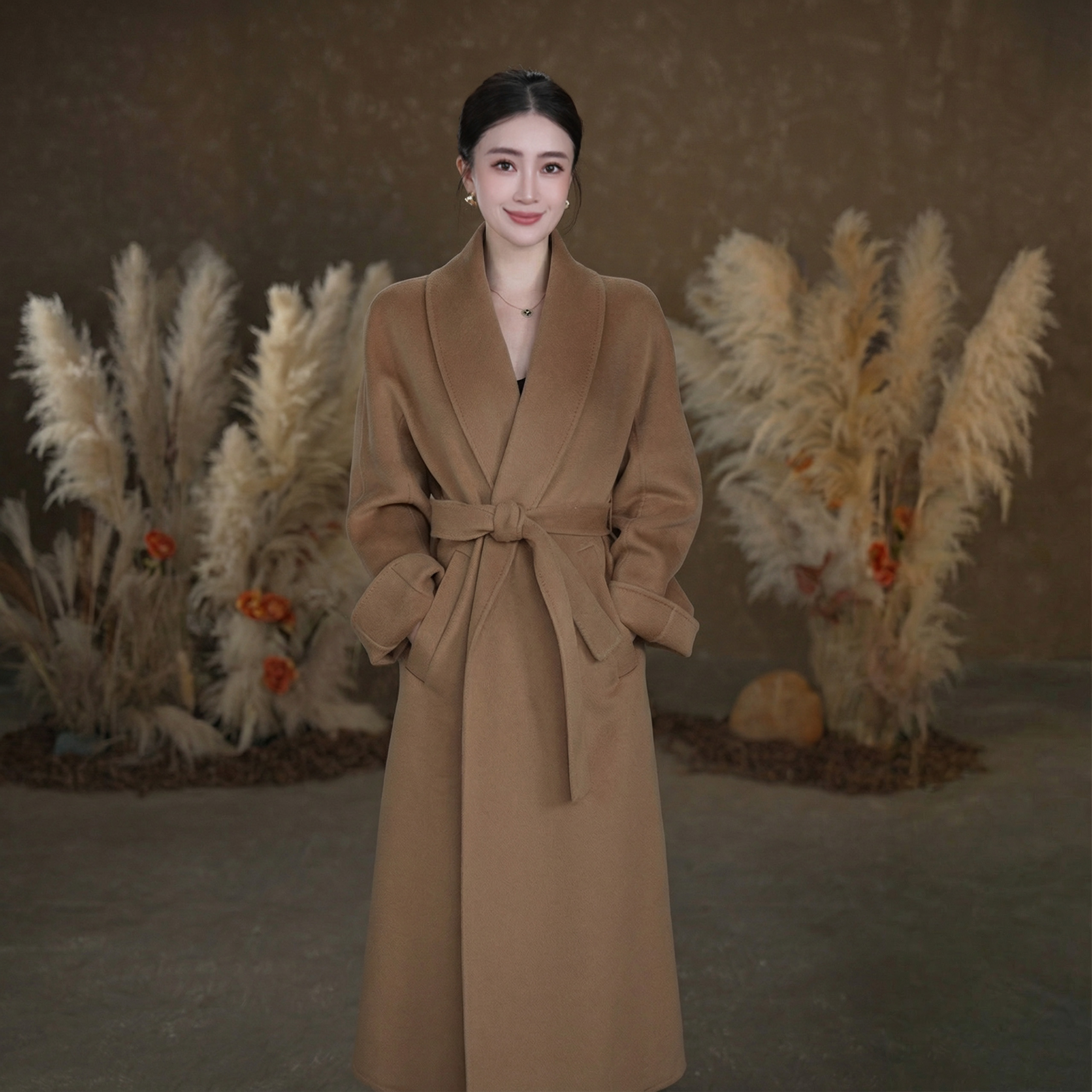 [暖而不庸]经典气质高奢廓形百搭秋冬长款双面羊毛大衣CL09-2-75