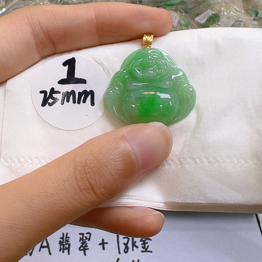 翡翠18K金镶嵌吊坠(不含链)翡翠