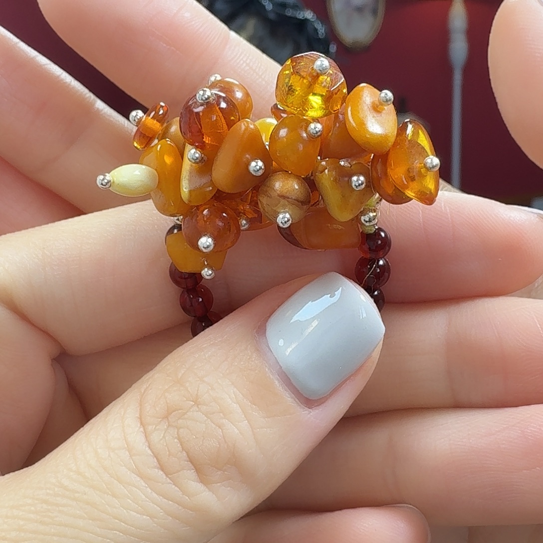 蜜蜡未镶嵌颈饰戒指