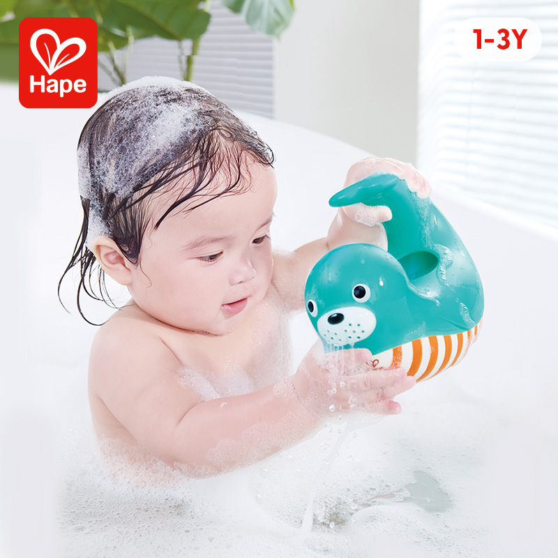 Hape海豹浴室洒水壶儿童宝宝洗澡玩具漂浮益智浴室玩水1-3岁E0223商品图