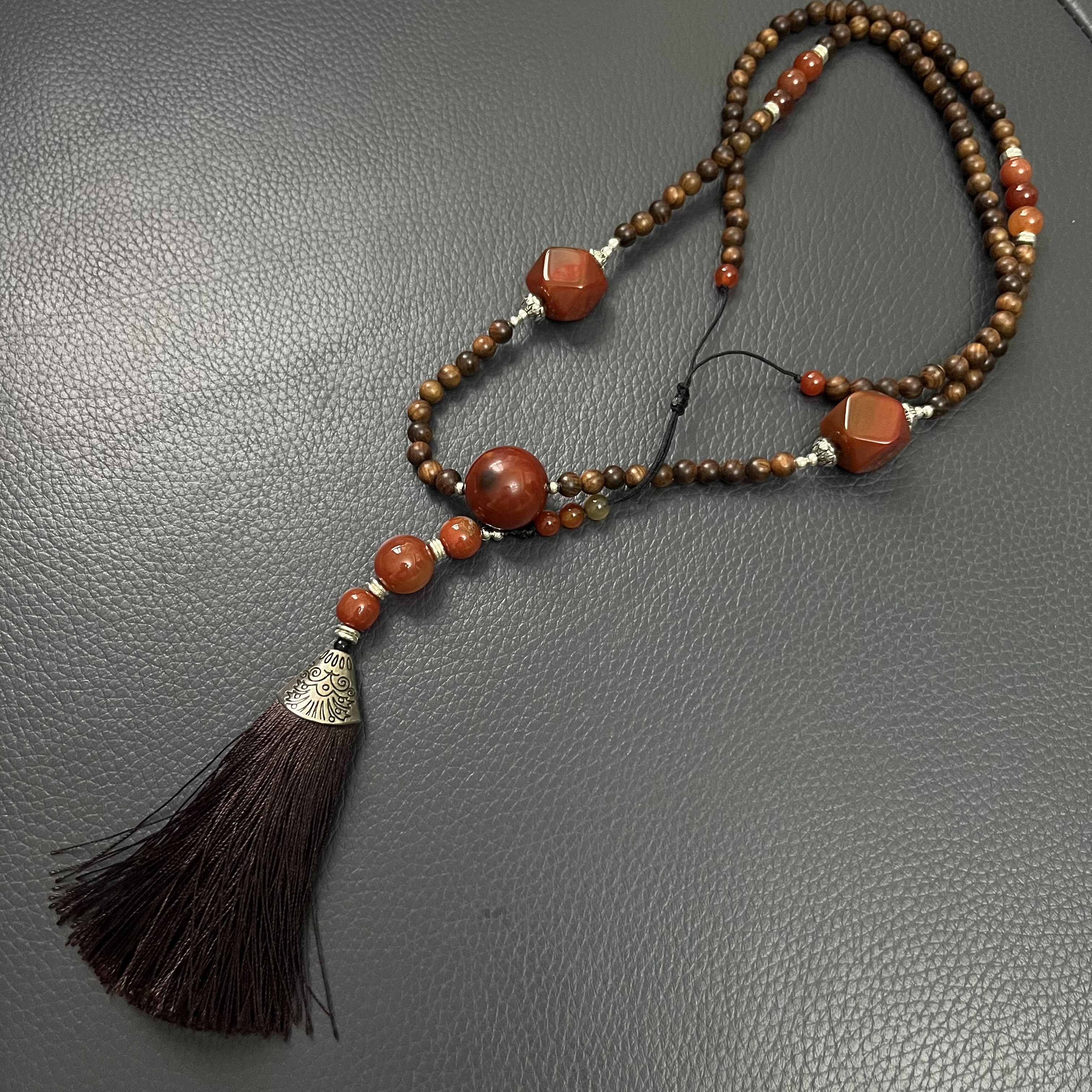 战国红大单珠毛衣链 原创设计款