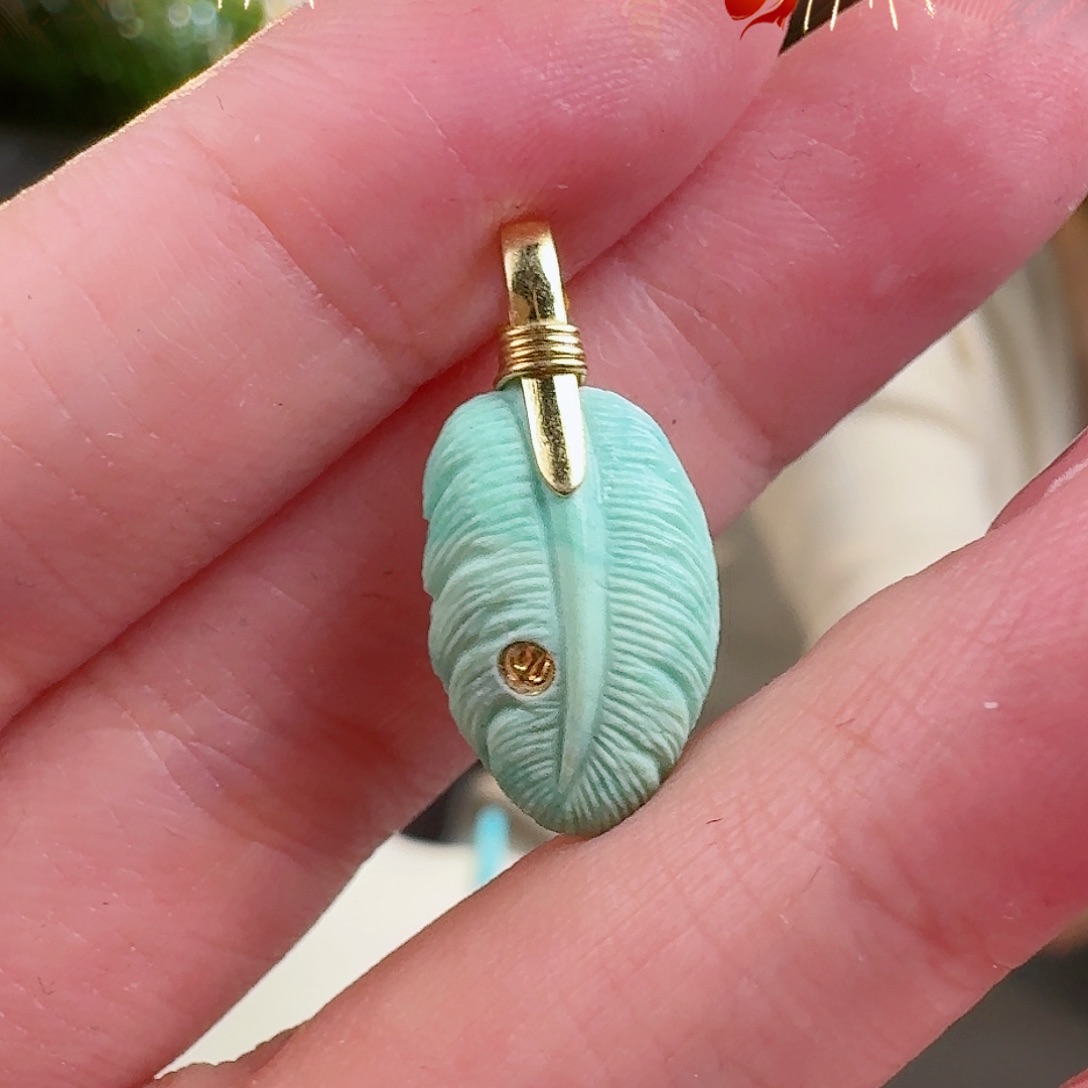 绿松石珠宝奇石18K金镶嵌