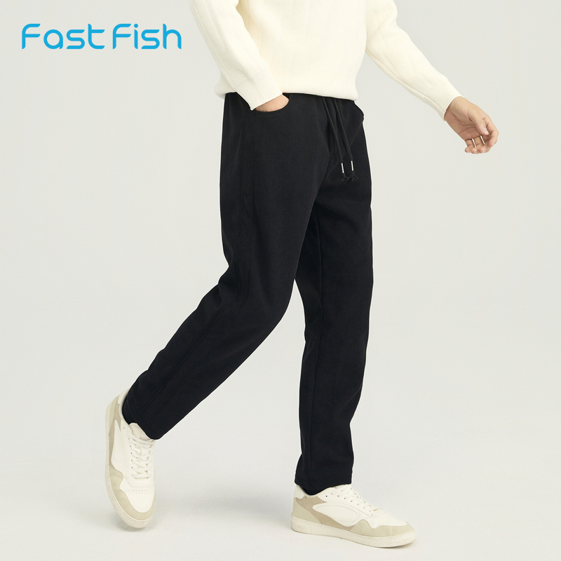 快鱼460g重磅男士休闲裤2025年冬新款宽松直筒裤保暖卫裤裤子男款