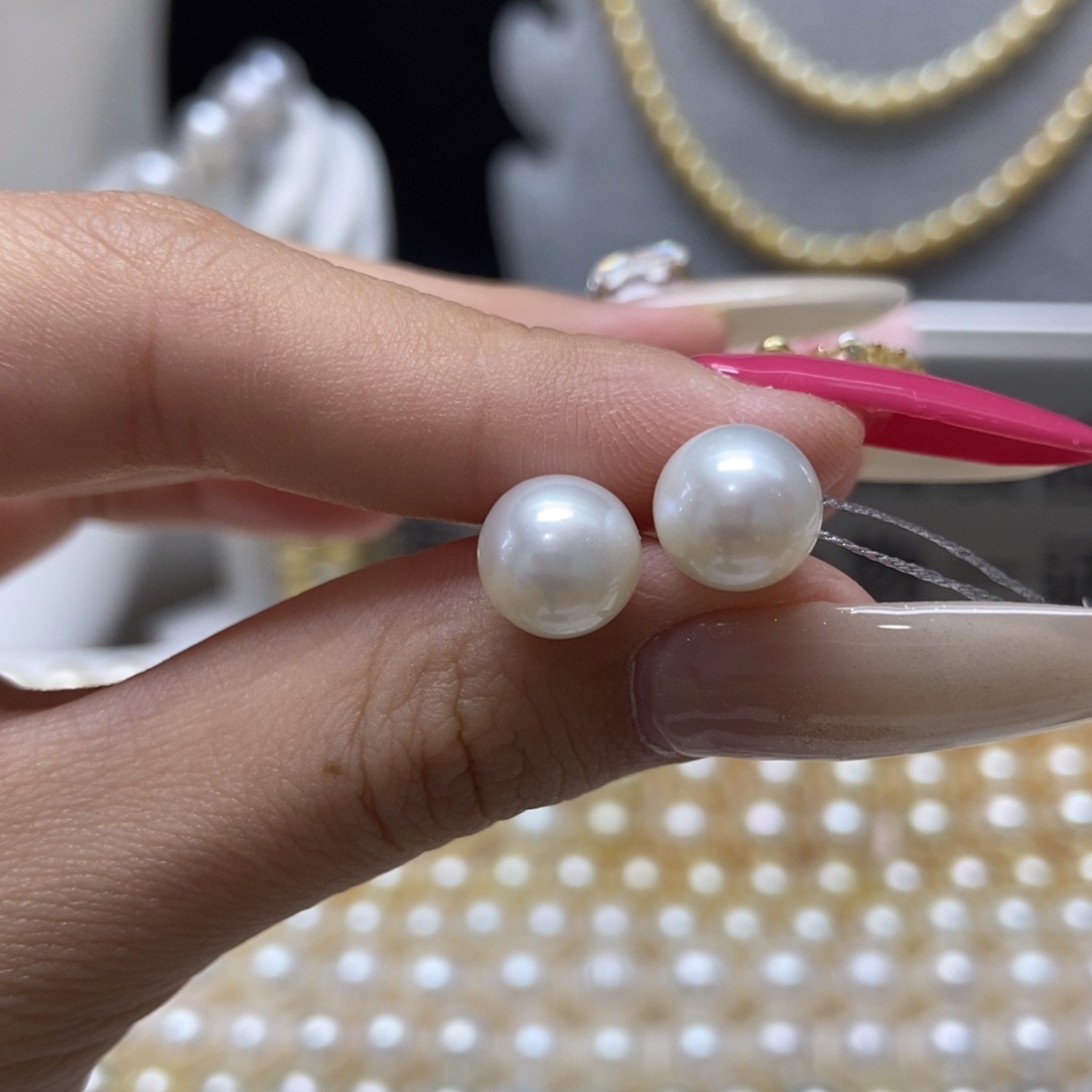 海水珍珠耳饰银S925镶嵌