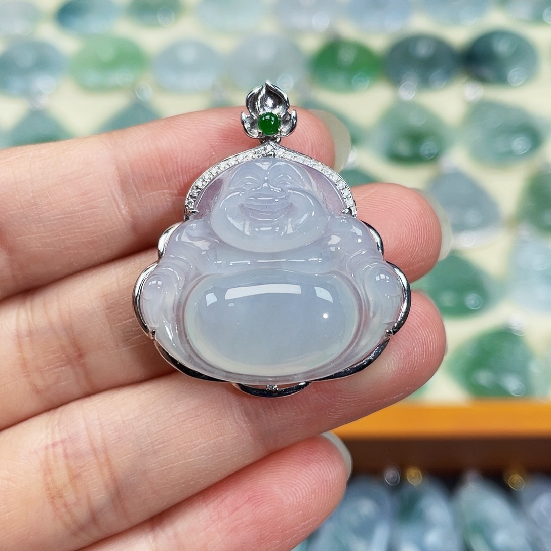 翡翠颈饰18K金镶嵌吊坠